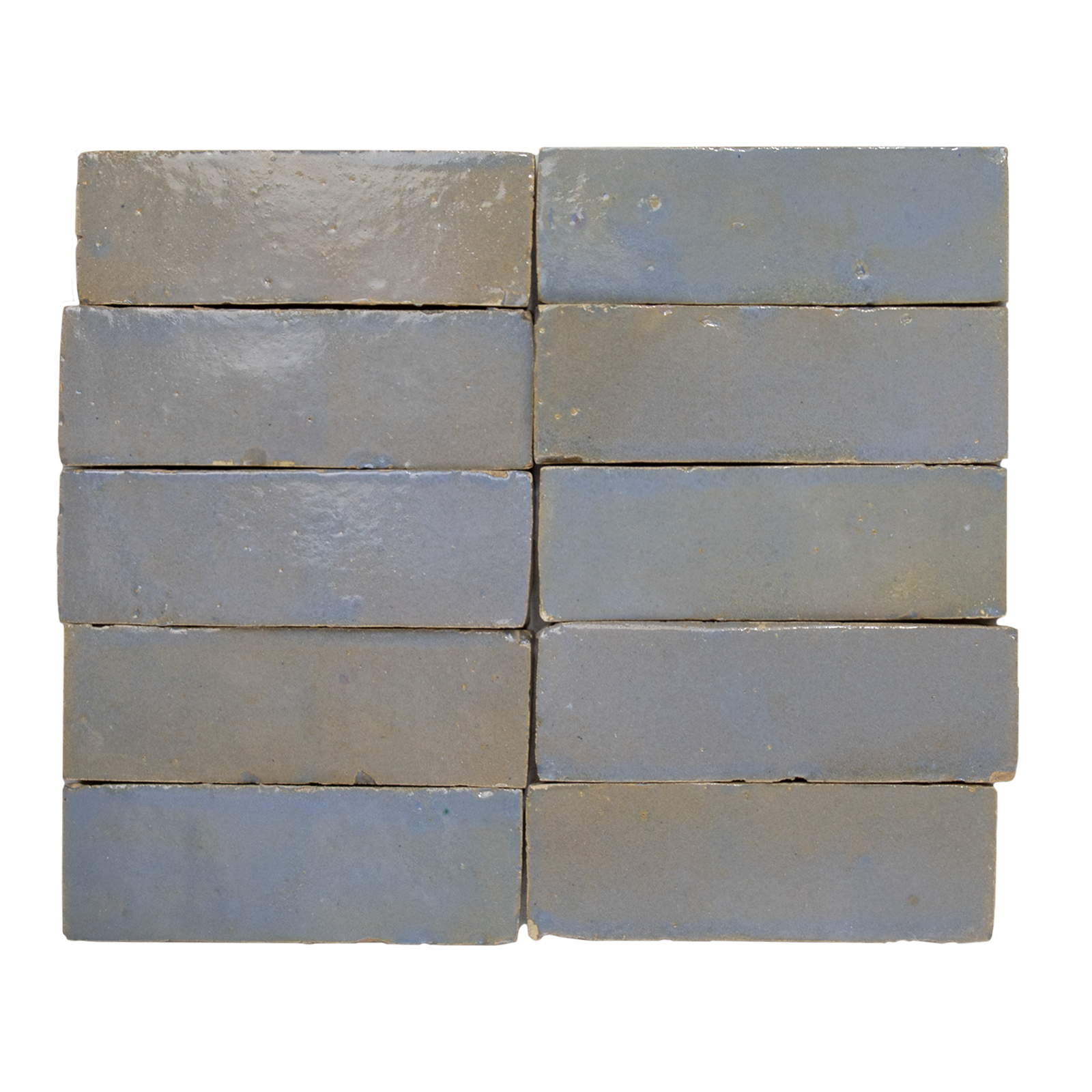 Handmade Moroccan Zellige 2x6 Pewter Grey Bejmat Terracotta Tile