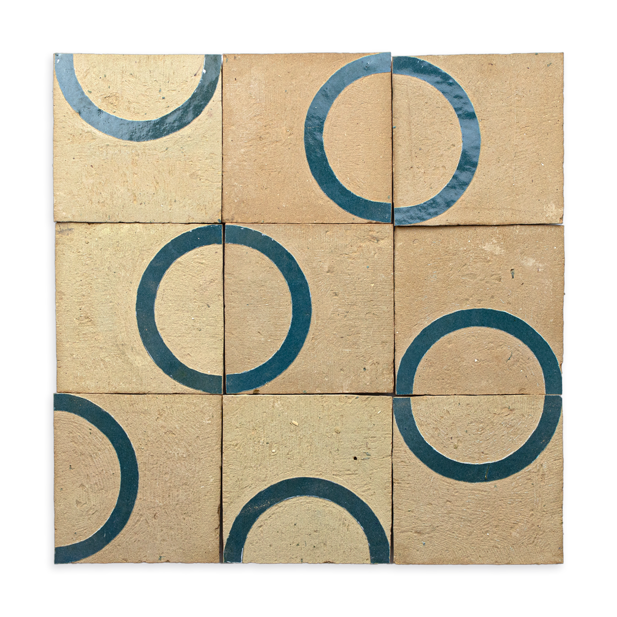 Chiseled 4x4 Circular Aquamarine Green Zellige Tile