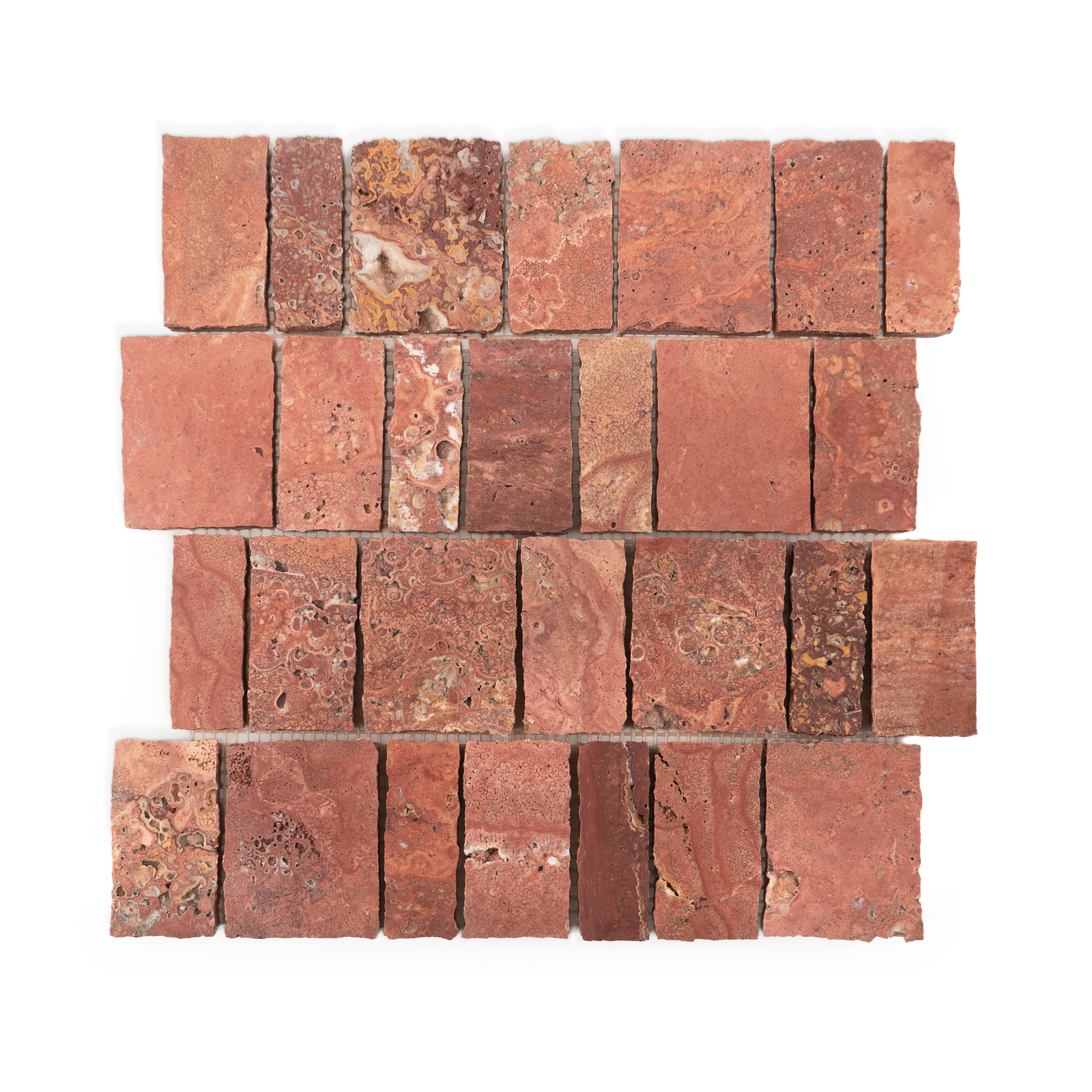 Scarpa Red Travertine Honed Mosaic Tile