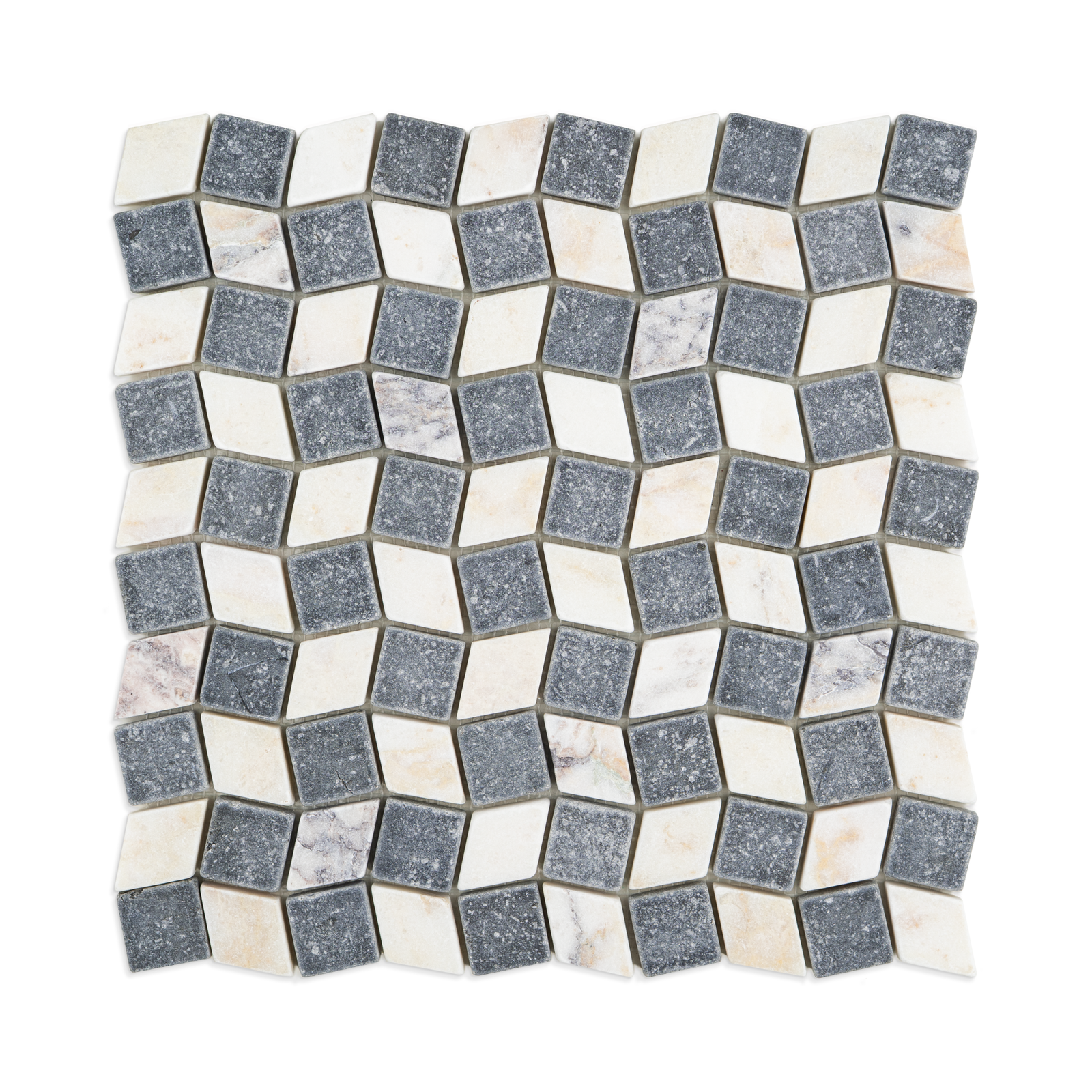 Dizzy Belgian Bluestone with Calacatta Viola Marble Tumbled Mosaic Tile