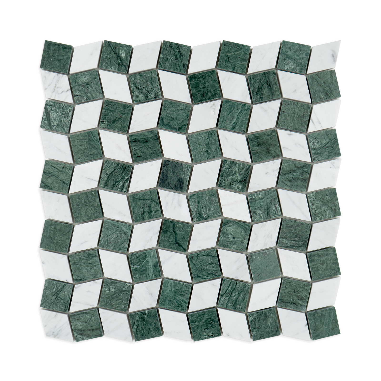 Dizzy Verde Alpi with Carrara Marble Honed Mosaic Tile