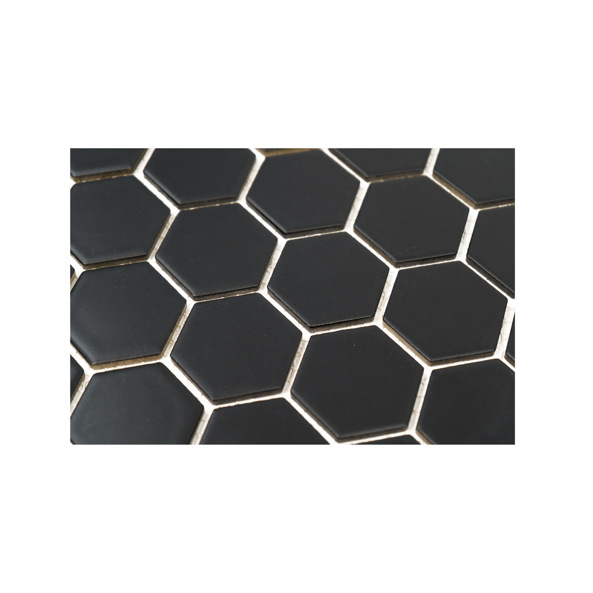 2" Black Matte Hexagon