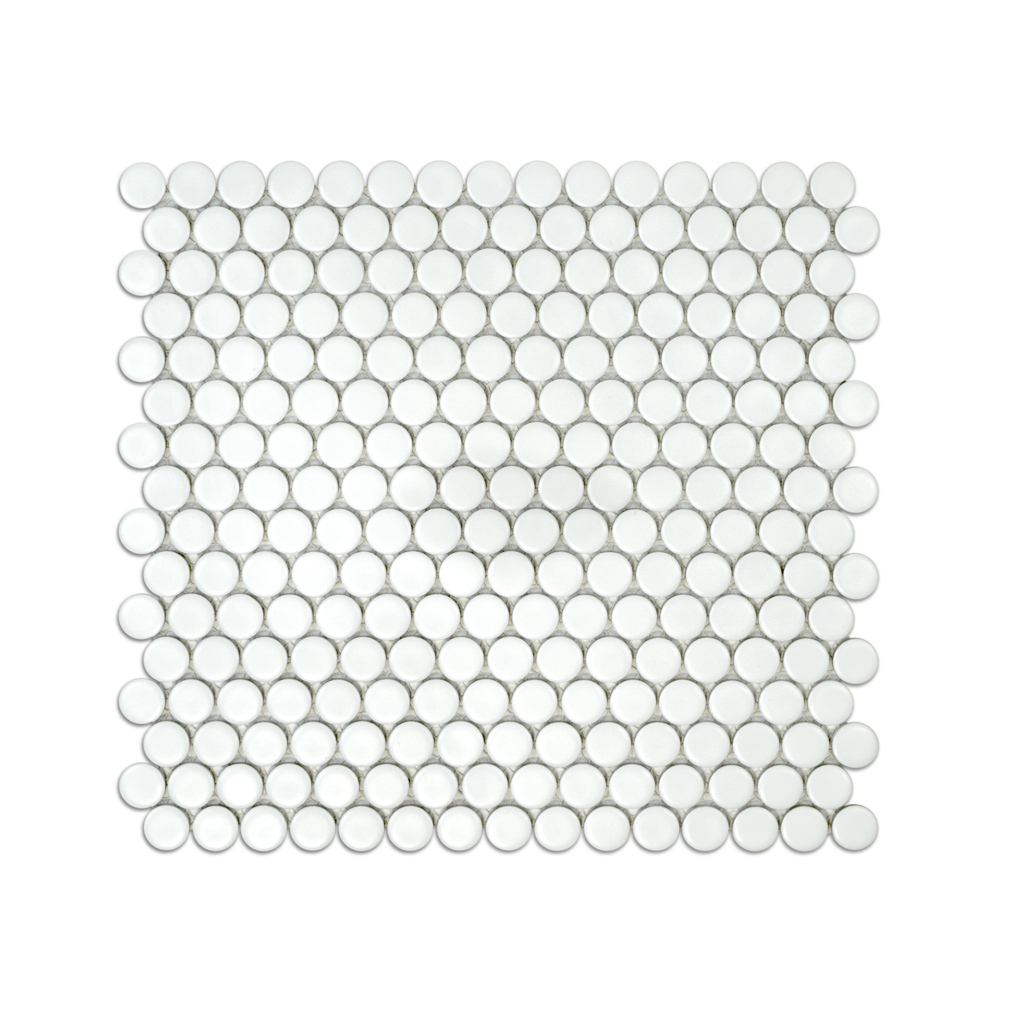 3/4" White Matte Penny Round Mosaic