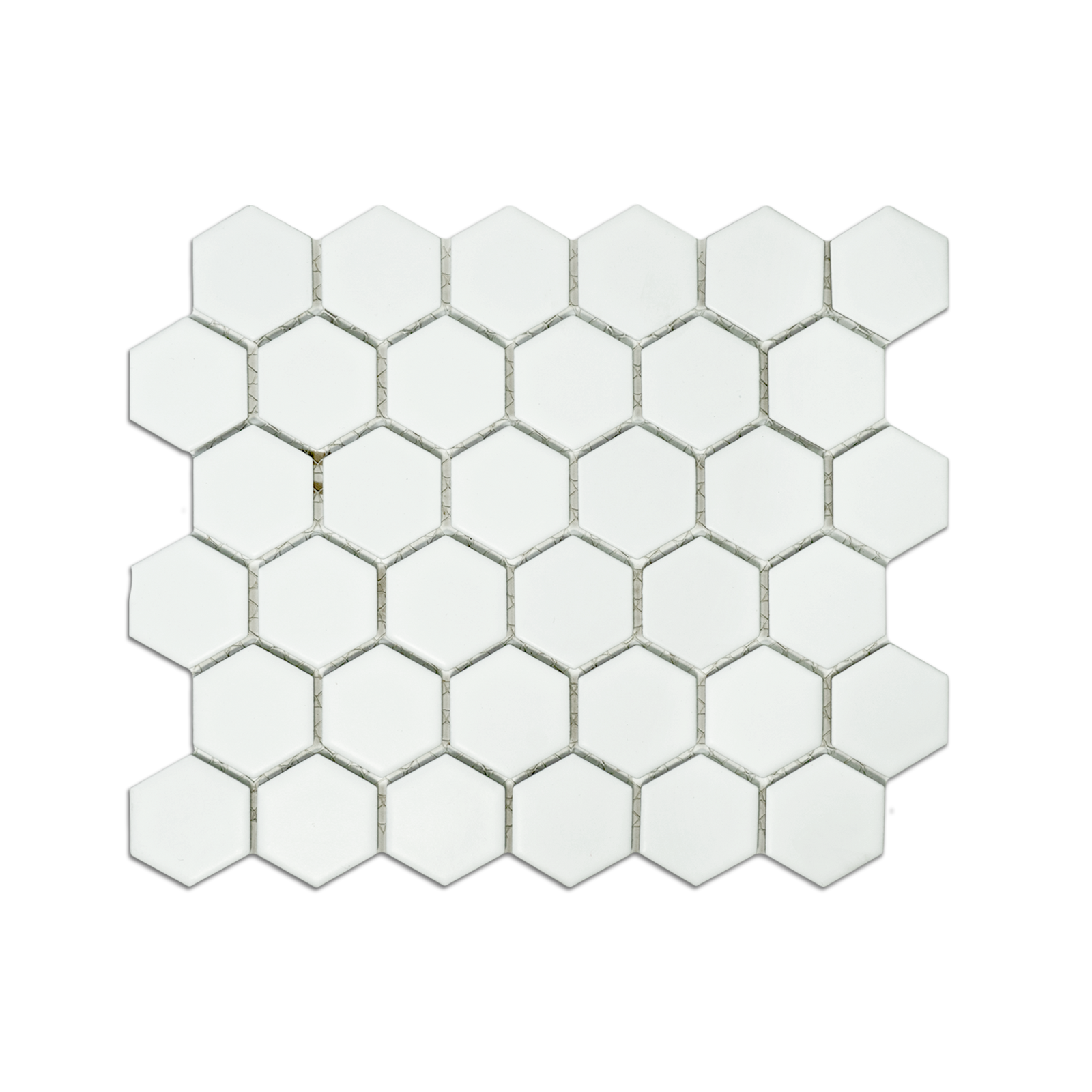 2" White Matte Hexagon