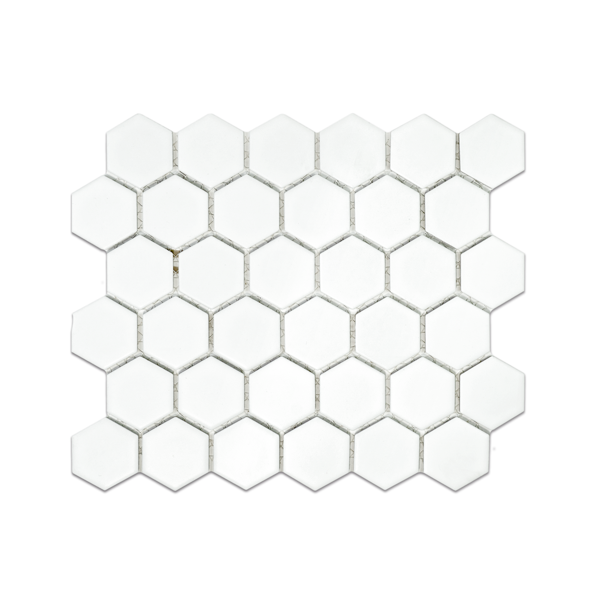 2" White Matte Hexagon