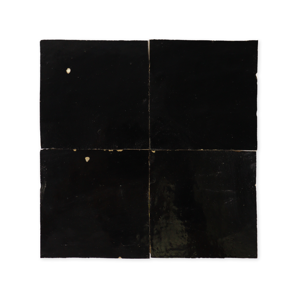 4x4 Black Zellige Tile - Cemento Collection